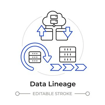 Data lineage duotone line art concept icon Stock Illustration