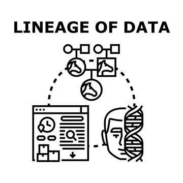 Data lineage tracing information flow origin Stockillustratie
