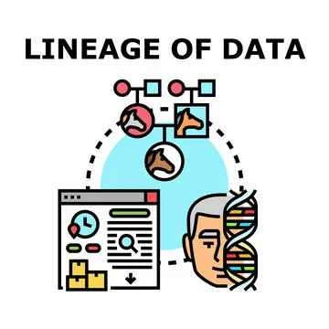 Data lineage tracing information flow origin Stock Illustration