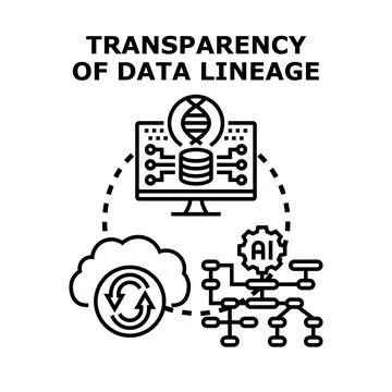 Data lineage transparency ensuring information flow tracking Stock Illustration