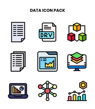 Data Lineal Color Bundle Icons Pack Stock Illustration