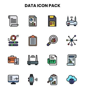 Data Lineal Color Graphics Icons Pack Stock Illustration