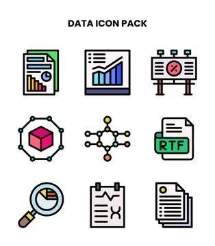 Data Lineal Color UI Icons Pack Stock Illustration