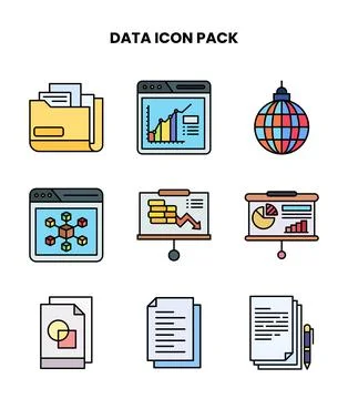 Data Lineal Color Vector Icons Pack Stock Illustration