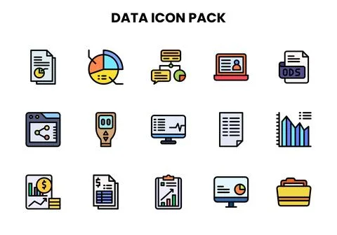 Data Lineal Color Vector Icons Pack Stock Illustration