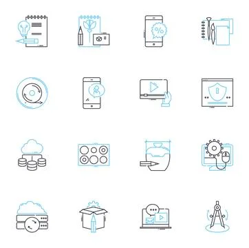 Data linear icons set. Analytics, Statistics, Information, Big data, Insights Stock Illustration