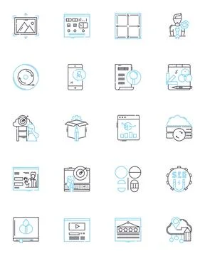 Data linear icons set. Analytics, Statistics, Information, Big data, Insights Stock Illustration