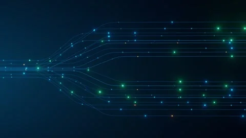 Data Lines Branching Expand Neural Network Blue Background Technology AI Circuit 스톡 동영상 336210911