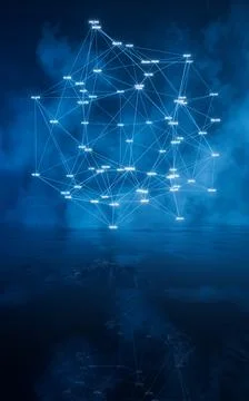 Data lines with mysterious background, 3d rendering. Illustrazione stock