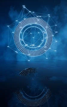 Data lines with mysterious background, 3d rendering. Illustrazione stock