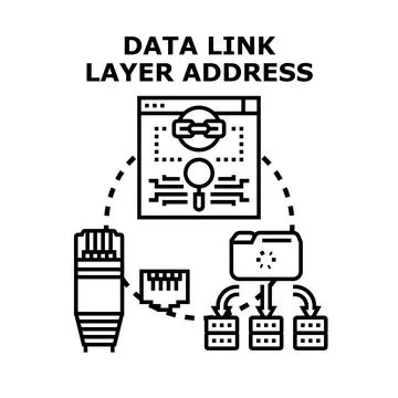 Data link layer address concept for network technology Stock-Illustration