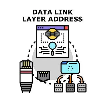 Data link layer address concept for network technology イラスト素材