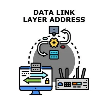Data link layer addressing network communication concept Stock Illustration