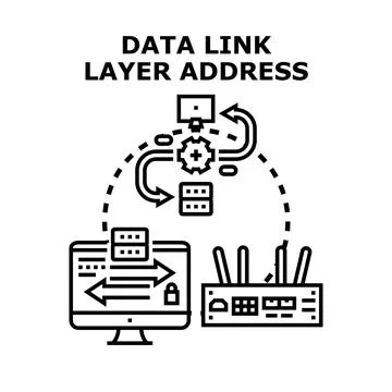Data link layer addressing network communication concept Stock Illustration