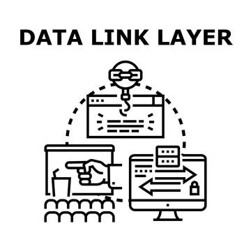 Data link layer networking connecting digital devices Stock Illustration