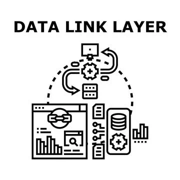 Data link layer protocol communication network concept Stock Illustration
