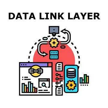 Data link layer protocol communication network concept イラスト素材