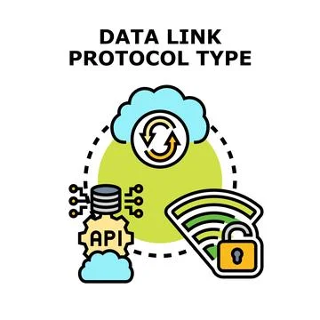 Data link protocol type concepts connecting network security Stock Illustration