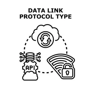 Data link protocol type concepts connecting network security Stock Illustration