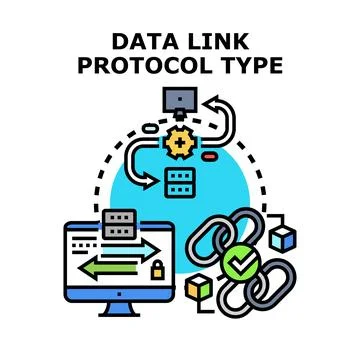 Data link protocol type connecting digital networks Stock Illustration