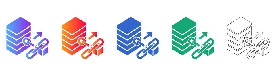 Data Link Server Connection Icon Set 스톡 일러스트