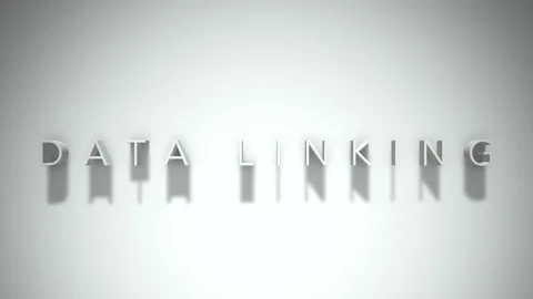 Data linking 3D title animation white text on a white background Stock Footage 299370612