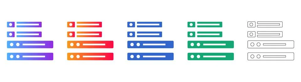 Data List and Server Storage Icons Set Stock Illustration