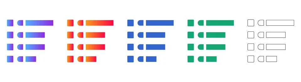 Data List Icons Set Stock Illustration