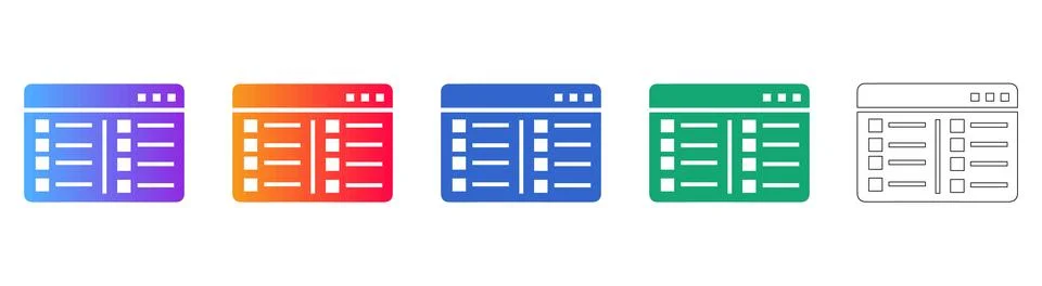 Data List Management Dashboard Icon Set 库存插图