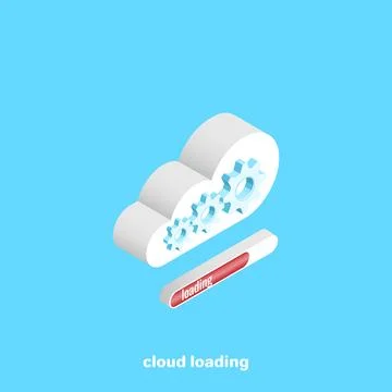 Data loading for cloud technologies, isometric image イラスト素材