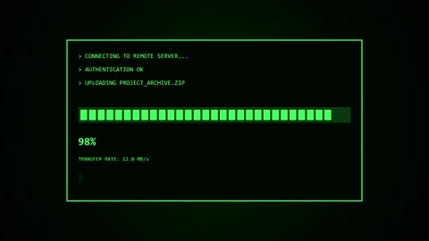 Data loading progress bar on computer screen stock footage Stock Footage 347391122
