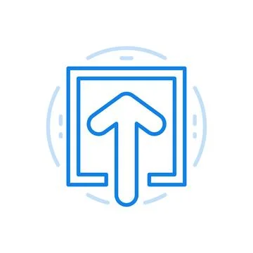 Data loading vector line icon. Arrow pointing up in square. Illustrazione stock
