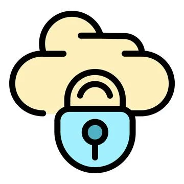 Data lock cloud icon color outline vector Illustrazione stock