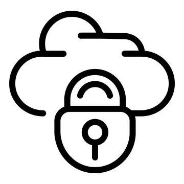 Data lock cloud icon, outline style Stock Illustration