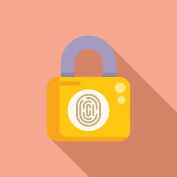 Data lock fingerprint icon flat vector. Online company Stock Illustration