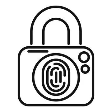 Data lock fingerprint icon outline vector. Online company Stock Illustration