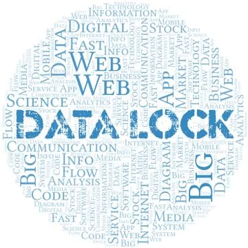 Data Lock vector word cloud, made with text only. Stock Illustration