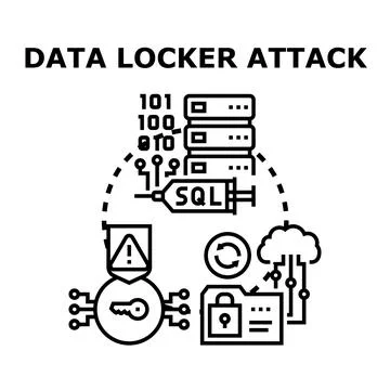 Data locker attack concept illustration with sql injection Stock Illustration