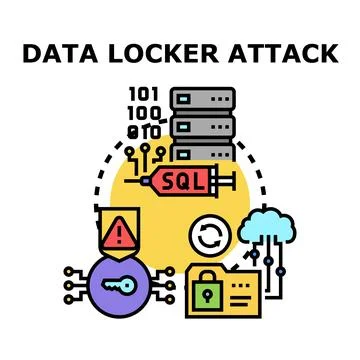Data locker attack concept illustration with sql injection Stock Illustration