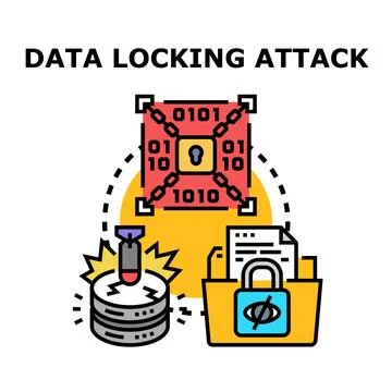 Data locking attack blocking access to confidential digital information 스톡 일러스트