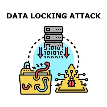 Data locking attack securing digital information system infrastructure Stockillustratie