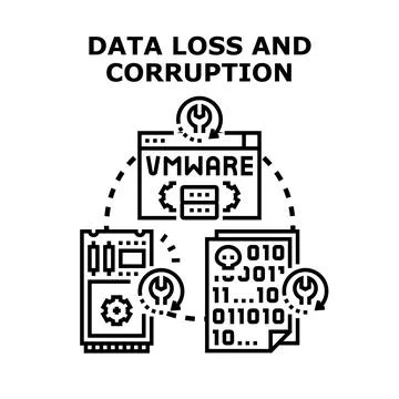 Data loss and corruption concept in computing systems イラスト素材