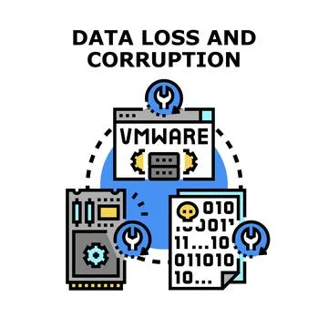 Data loss and corruption concept in computing systems Stock Illustration