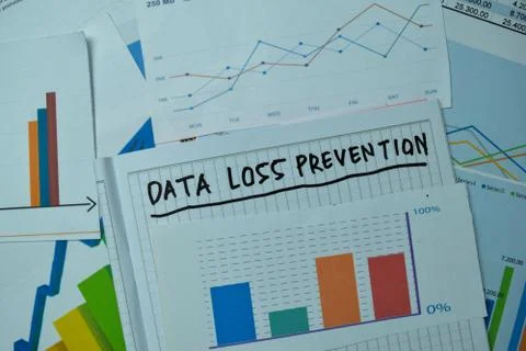 Data Loss Prevention write on sticky notes with graphs and diagram Stock Photos