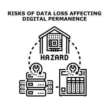 Data loss risks affecting digital permanence concept Stock Illustration