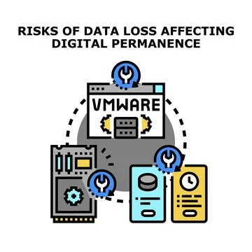 Data loss risks affecting digital permanence and system integrity Illustrazione stock
