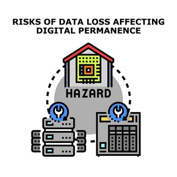 Data loss risks affecting digital permanence concept Stock Illustration