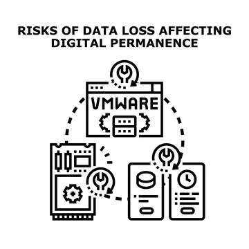 Data loss risks affecting digital permanence and system integrity Stock Illustration
