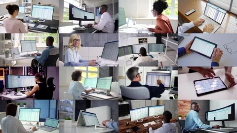 Data Man And Woman Using Spreadsheet Stock Footage 255411280