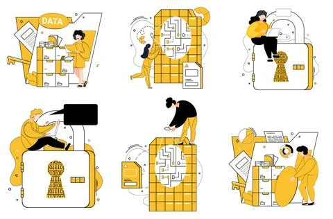 Data management. Analytics is secret sauce transforms raw data into strategic Stock Illustration